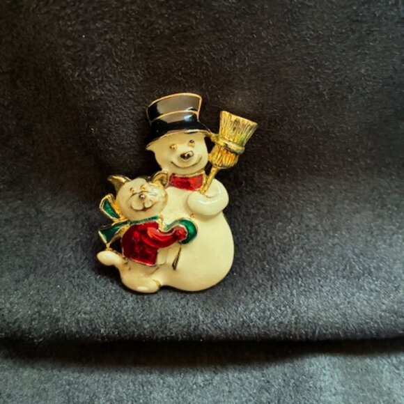 Snowman brooch / coat pin. - Picture 2 of 3